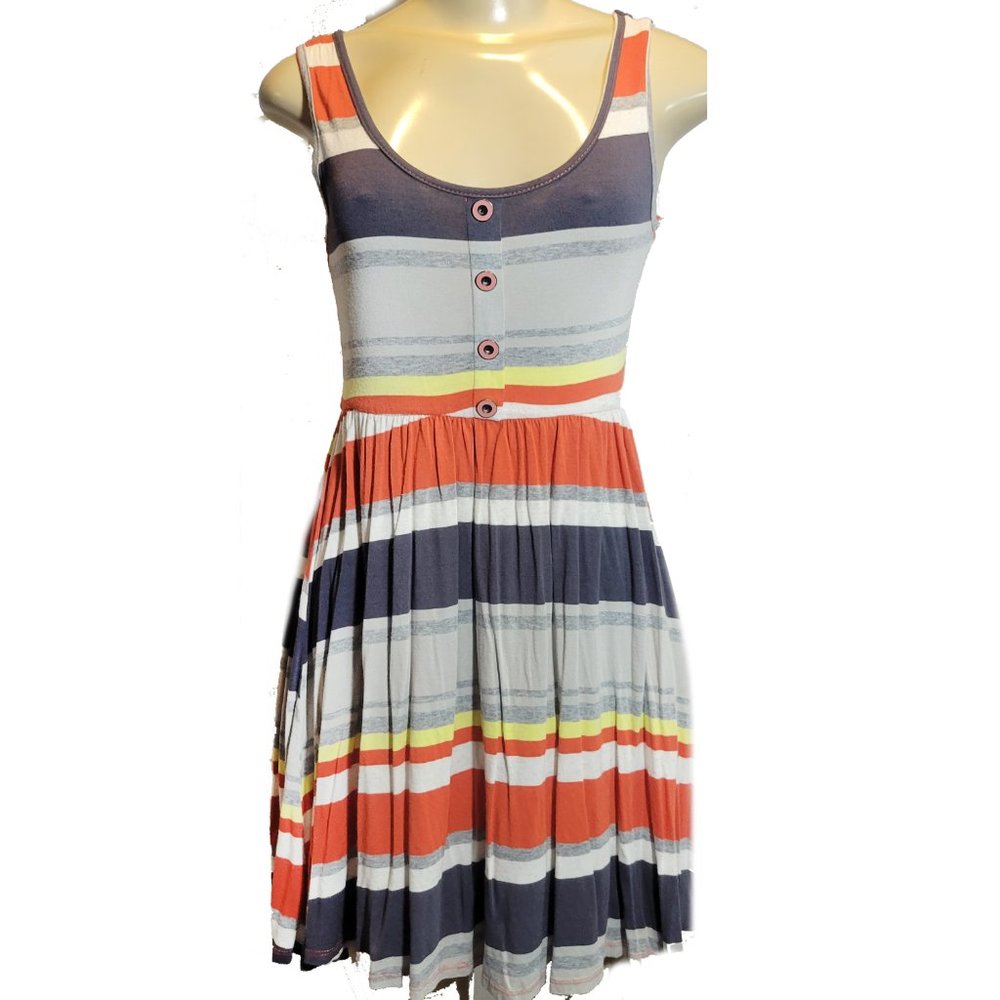 y2k 2000s Potters Pot Y2K Swing Skater Stretch Stripped Urban Babydoll Dress